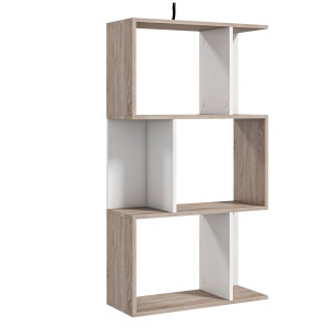 Biblioteca de Perete – 3 Rafturi, Lemn Natural - Img 1