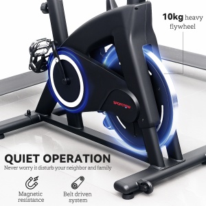 Bicicletă Magnetică cu Ghidon, Șa Reglabilă și Monitor LCD, 106x53x111-123 cm, Negru - Img 4