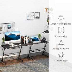 Birou pe Colt Convertibil – Lemn & Otel, Negru Modern - Img 6