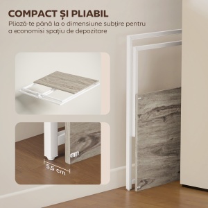 Birou Pliabil Economisitor de Spațiu cu Stand pentru Monitor Detașabil, 100x48x87,5 cm, Lemn - Img 4