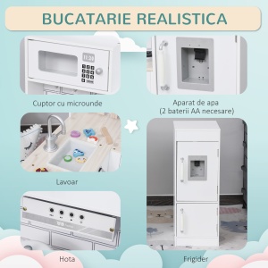 Bucatarie Jucarie Lemn – Accesorii Incluse, Chiuveta & Frigider - Img 6
