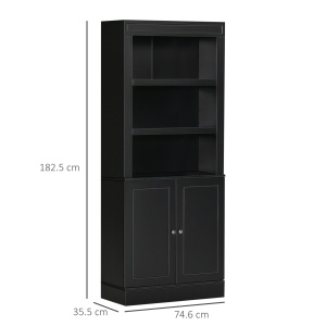 Bufet Bucatarie din Lemn cu Etajere si Dulapior 2 Usi cu Polite Reglabile, 74,6x35,5x182,5cm - Img 3