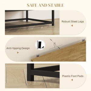 Bufet Bucătărie, Dulap Depozitare cu 2 Nivele și Raft Reglabil, Mobilier Pal Melaminat Lemn Natural, 80×40×78 cm - Img 6