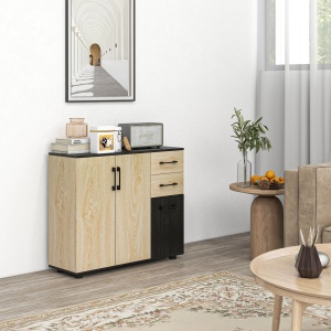 Bufet modern dulapuri sertare bufet de bucatarie cu raft reglabil nuc si negru pentru sufragerie camera de zi dormitor - Img 2