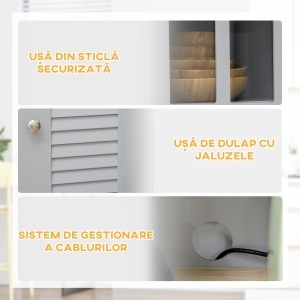 Bufet pentru Bucatarie, Mobilier din MDF, Dulap de Bucatarie in Stil Clasic, Gri, 68x39.5x170 cm - Img 6