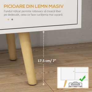 Cabinet TV 55" cu 2 Dulapuri, Uși și 2 Rafturi Deschise, Consolă TV din Lemn și PAL, 120x34x50 cm, Alb - Img 6