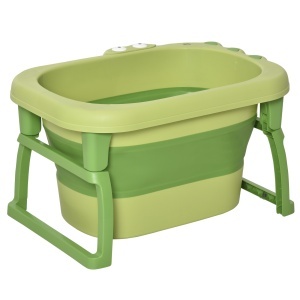 Cadita pentru baita pentru nou-nascuti si copii cu varsta intre 0-6 ani, din plastic antiderapant, verde, 75.3x55.4x43cm - Img 1