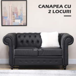 canapea cu doua locuri, piele sintetica,160x84x80 cm - Img 6