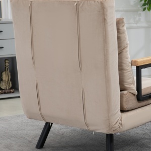 Canapea Extensibilă cu Spătar Reglabil pe 5 Nivele, Canapea Pat Individuală Pliabilă cu Perne, 63x73x81 cm, Bej - Img 8
