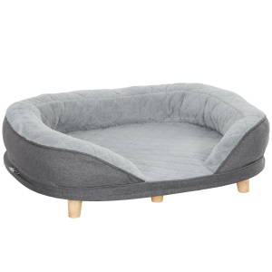 Canapea pentru câini cu tapițerie, pat pentru câini de talie mare și medie până la 25kg, 90x78x25cm, gri