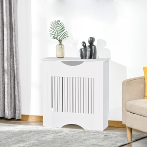 Capac de radiator din MDF alb, cu blat si design anti-inclinare, 78x19x82 cm - Img 2