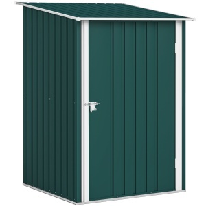 Căsuță de Grădină 0,92m² din Oțel Galvanizat, Depozit pentru Unelte cu Ușă Blocabilă, Acoperiș Înclinat, 100x104x160 cm, Verde