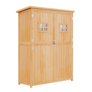 Casuta pentru gradina din lemn de brad, cu rafturi 127.5x50x164 - Img 4