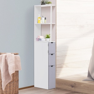 Coloana Baie 15×33×140 cm – Alb & Gri, Spatiu Vertical Compact - Img 9