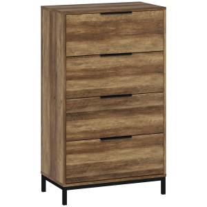 Comodă 4 Sertare din PAL și Metal 62x35x105 cm Maro Deschis - Img 1
