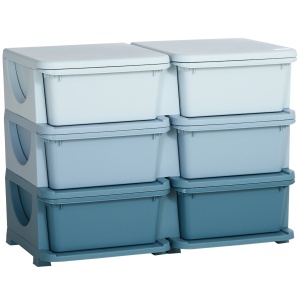 Comodă 6 Sertare pentru Copii cu Margini Rotunjite din PP Albastru - Img 1
