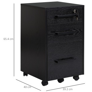 Comoda Birou Neagra – 3 Sertare cu Roti 39×40×65,4 cm - Img 3