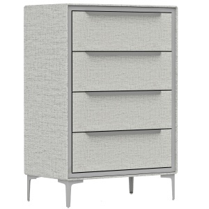 Comoda cu 4 Sertare în Oțel cu Acoperire în Țesut cu Efect de In, 60x36x88 cm, Gri - Img 1