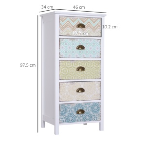 Comoda Dulapior Vintage cu 5 Sertare Fantezie, 46x34x97.5cm - Img 3