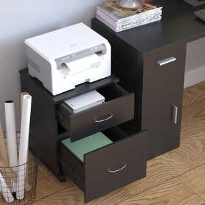 Comoda pe Rotite pentru Birouin Lemn, 41x39x58cm, Negru - Img 2