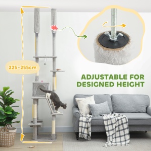 Copac zgârietoare de tavan cu înălțime ajustabilă 225-255cm Gri deschis - Img 4