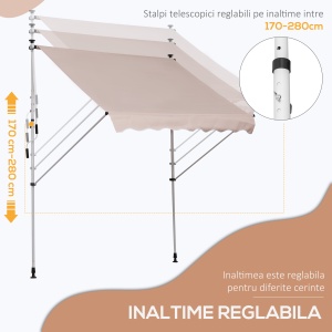 Copertina cu manivela, cadru telescopic si unghi reglabil, crem - Img 4