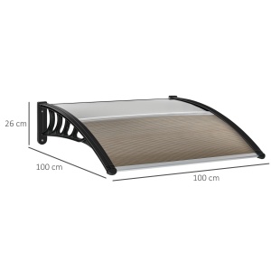 Copertina de Exterior din Policarbonat pentru Usi si Ferestre cu Kit de Montare 100x100x26cm - Maro - Img 3