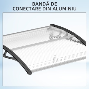 Copertină de Exterior pentru Uși și Ferestre 75x100 cm, Protecție Solară și împotriva Ploii, cu Suport din Aluminiu, Transparentă - Img 7