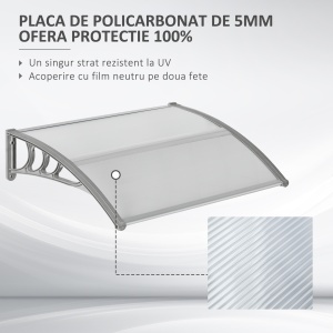 Copertina din Policarbonat anti-UV de Exerior pentru Usi si Ferestre, 100x75cm - Img 4