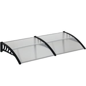 Copertină Modernă din Policarbonat și Auminiu, pentru Balcoane, Ferestre și Uși, 200x96x27 cm, Transparent - Img 1