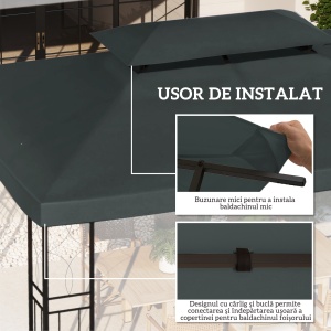 Copertina pentru cort 4x3 m cu 2 niveluri, gri antracit - Img 5