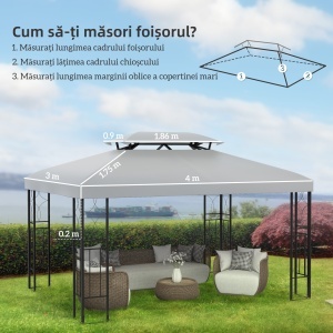 Copertina pentru cort 4x3 m cu 2 niveluri, gri deschis - Img 3