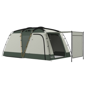 Cort de Camping Impermeabil cu 4 Locuri, cu Zonă Separată de Dormit și Living, 460x300x200 cm, Verde