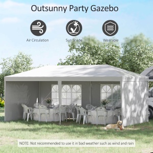 Cort de gradina pliabil pentru petreceri si evenimente cu panouri detasabile, otel si PE, 5,85x2,95 m, alb - Img 4