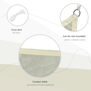 Cort Parasolar Pătrat din HDPE, Crem, 3x4m - Img 5