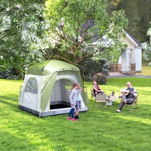 Cort pentru Camping cu 2 Locuri, Cort cu Ușă, 3 Ferestre cu Plasă și Geantă pentru Transport, 240x240x199 cm, Verde - Img 9