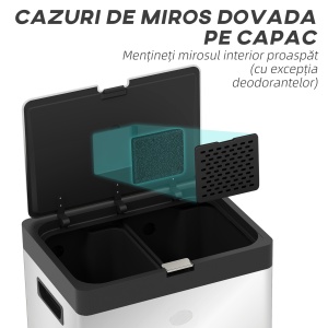 Coș de Gunoi cu 3 Compartimente de 56L, Pedală și Închidere Silențioasă, 45,7x35,8x76 cm, Argintiu - Img 5