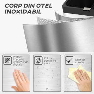 Coș de Gunoi cu 3 Compartimente de 56L, Pedală și Închidere Silențioasă, 45,7x35,8x76 cm, Argintiu - Img 8