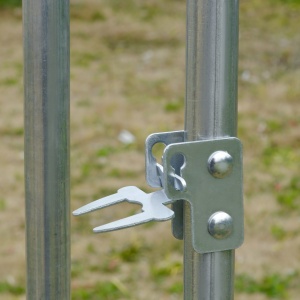 Coteț pentru Găini de Exterior, 2.8x3.8x2m Recintă din Oțel Zincat cu Acoperiș Impermeabil Anti-UV și Încuietoare, Găini, Iepuri și Rațe - Img 8