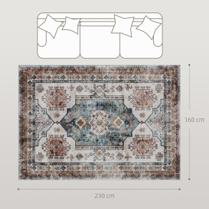 Covor Vintage Antiderapant și Lavabil cu Fir Scurt 230x160cm Multicolor - Img 3