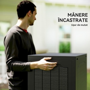 Cufăr de Exterior de 93L cu Mânere Integrate și Cârlig pentru Lacăt, 56x41x50 cm, Negru - Img 5