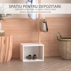 Cuier Dulap pantofi cu 6 Agatatoare in Bambù, Alb, 40x30x180cm - Img 6