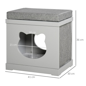 culcus din lemn pentru pisici 41x30x36 cm gri - Img 3