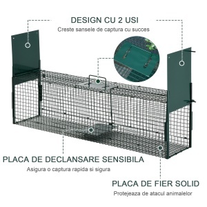 Cusca Capcana Verde – Usa Dubla, 100×25×28 cm pentru Animale - Img 4