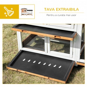 Cușcă de Exterior cu 2 Nivele, 6 Roți, Tavă Detașabilă, Rampă și Plasă Metalică, 157,4x53x99,5 cm, Galben - Img 7