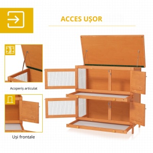 cusca de exterior pentru iepuri, lemn brad 90x45x90cm - Img 7