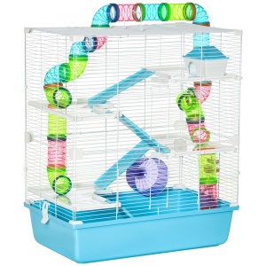 Cusca mare pentru hamsteri , refugiu pentru gerbili pe 5 niveluri, 59 cm x 36 cm x 69 cm, albastru deschis - Img 1