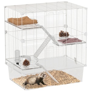 Cușcă pentru Rozătoare cu Multe Niveluri și Accesorii Incluse, 73x47x80 cm, Alb