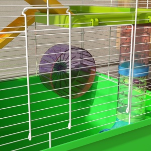 Cuștă pentru Hamsteri cu 5 Nivele, Tuburi, Căsuță, Rezervor de Apă și Roată, 59x36x69 cm, Verde - Img 8