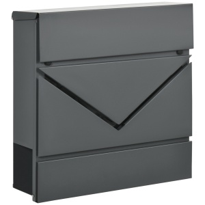 Cutie Postala din Otel Zincat cu Suport Ziare si 2 Chei de Securitate incluse, 37x10.5x37 cm, Gri